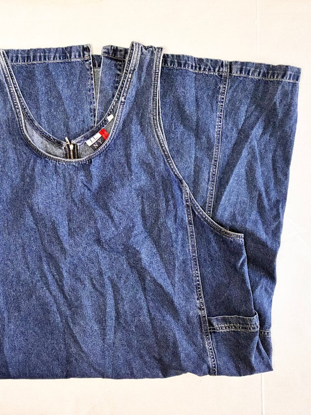 J.L. N.Y. Woman Vintage Denim Jumper Dress - 90s Y2K - Size 3X - Medium Wash